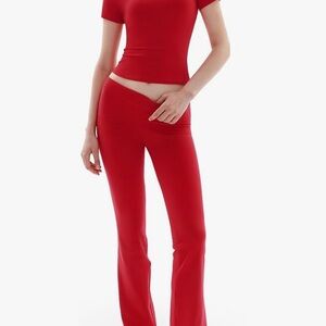 Stylish Red Boot Cut Pants & Top Set
